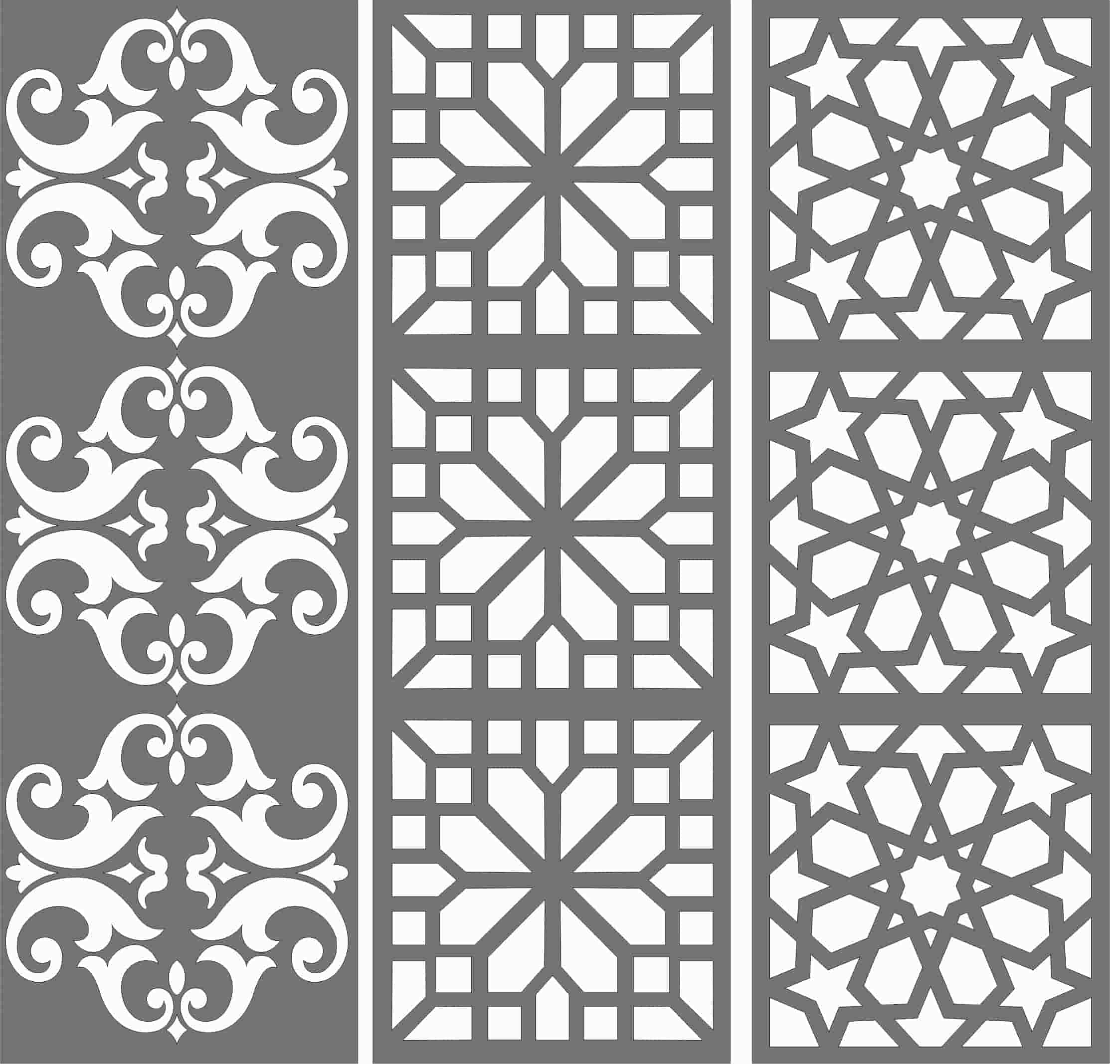 Laser Cut Indoor Living Room Seamless Floral Grill DXF File