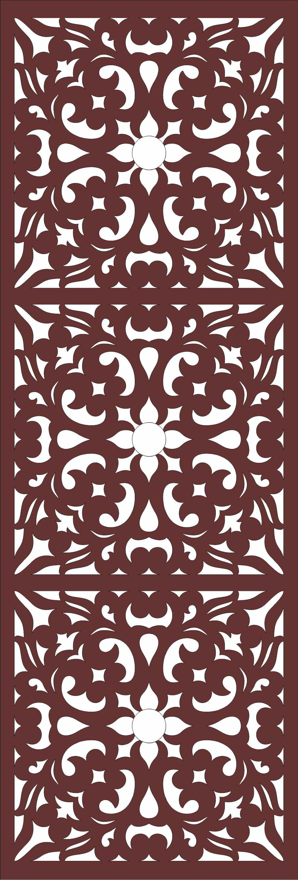 Laser Cut Indoor Living Room Seamless Floral Grill Panel DXF File