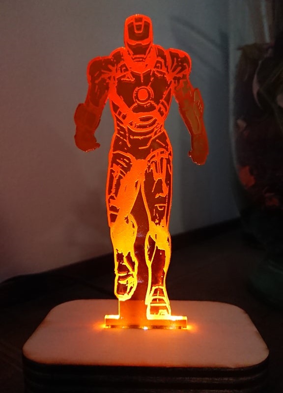 Laser Cut Iron Man 3D Night Light SVG File SVG File