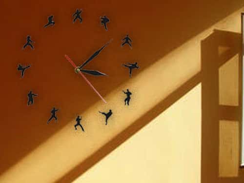 Laser Cut Karate Wall Clock Martial Arts Fighting Sports Kung Fu Wall Decor Vector File