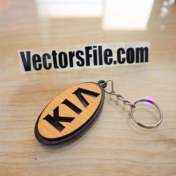 Laser Cut KIA Sportage Logo Wooden Keychain Automobile Keyring Vector File