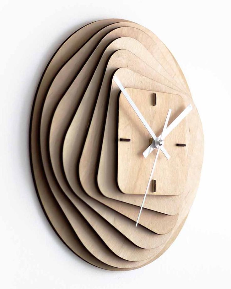 Laser Cut Layered Wood Clock 3mm Birch Plywood with 3mm Space Laser Cut CDR File