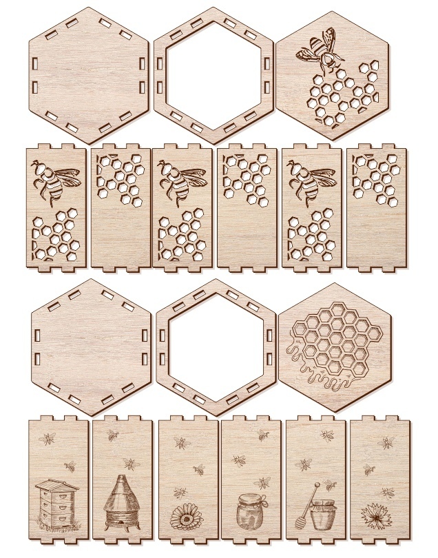 Laser Cut Layout of Box for Honey Free CDR Vectors File