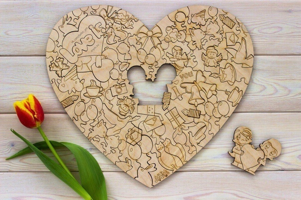 Laser Cut Love Heart Shape Puzzle Free Vector CDR File