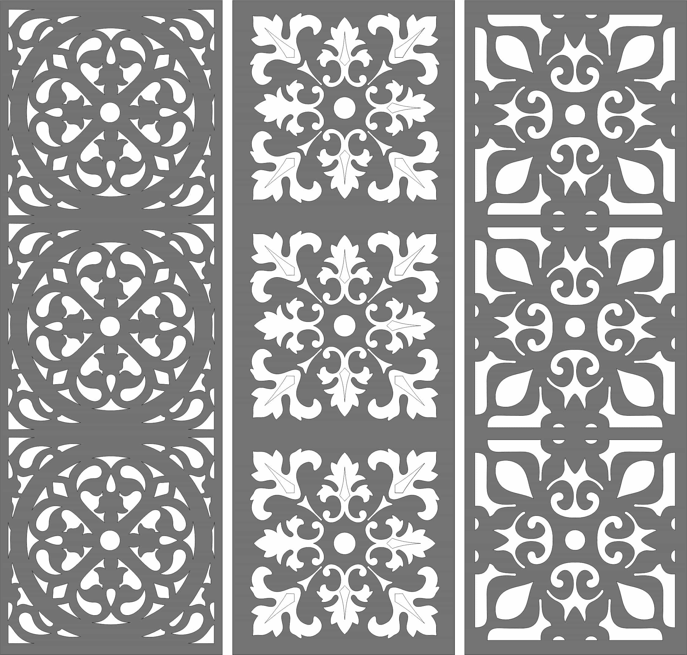 Laser Cut Metal Privacy Seamless Floral Grill Pattern DXF File