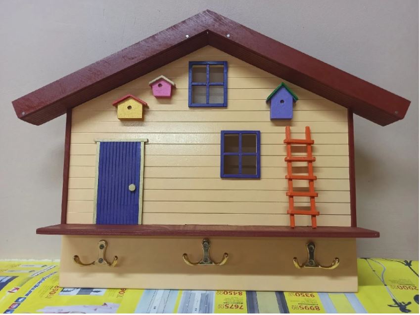Laser Cut Mini Wooden Wall Doll Hanging House Key Holder DXF File
