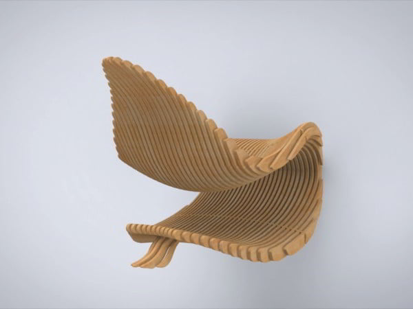 Laser Cut Modern Wave Design Wooden Chair CDR and DXF File for Laser Cutting