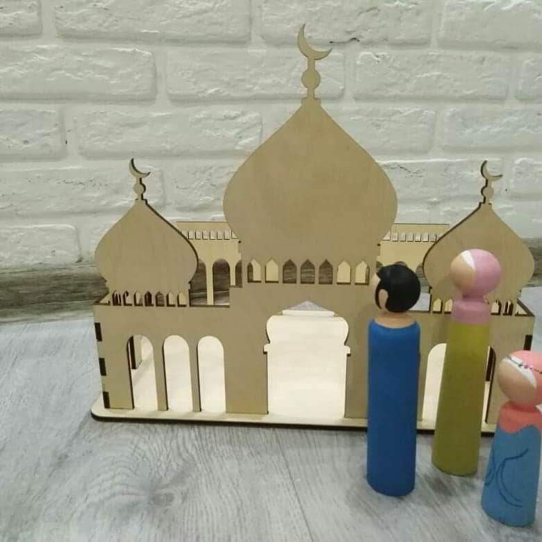 Laser Cut Kids Islamic Toy Mosque Toy Masjid Playhouse Muslim Kids Learn Prayer Salah Vector File