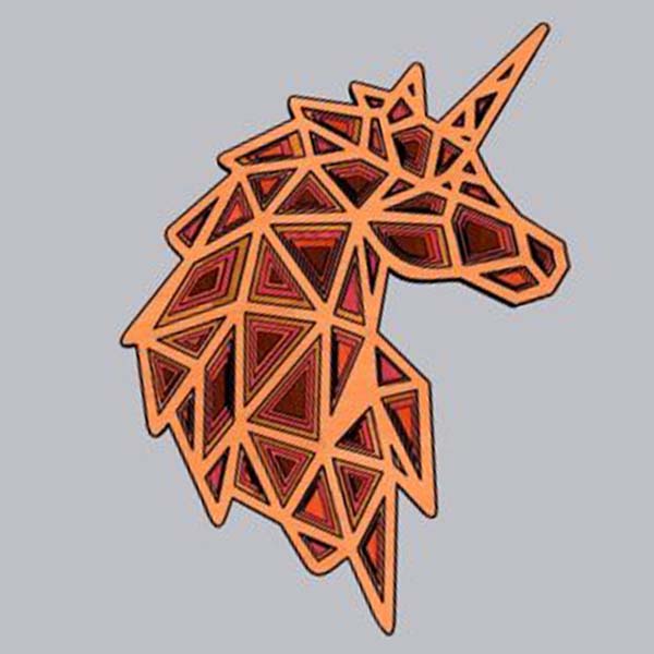 Laser Cut Multilayer Unicorn Wall Art Design CDR and DXF File