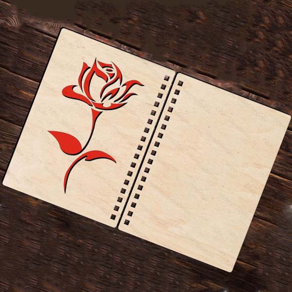 Laser Cut Notebook Cover with Flower Engraving Design Book Hard Cover Design Vector File