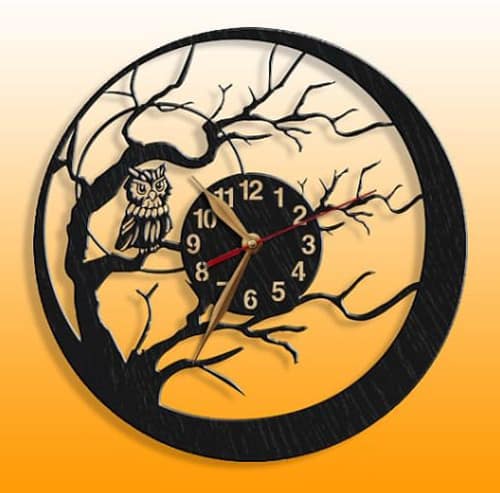 Laser Cut Owl Wall Clock CDR, DXF and Ai File