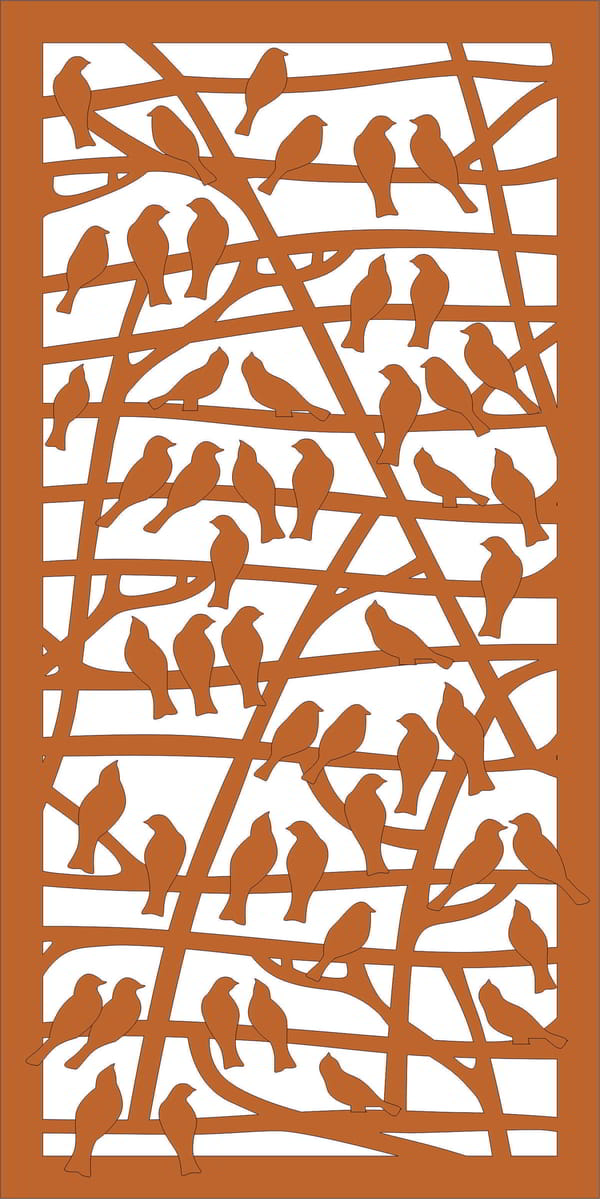 Laser Cut Partition With Birds Pattern Free CDR Vectors File