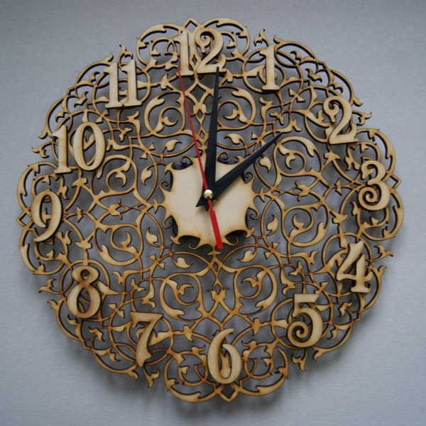 Laser Cut Plywood Floral Wall Clock Vector File