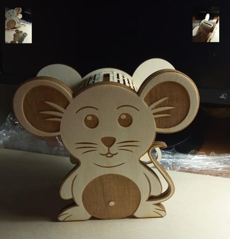 Laser Cut Plywood Mouse Piggy Saving Bank Layout CDR File