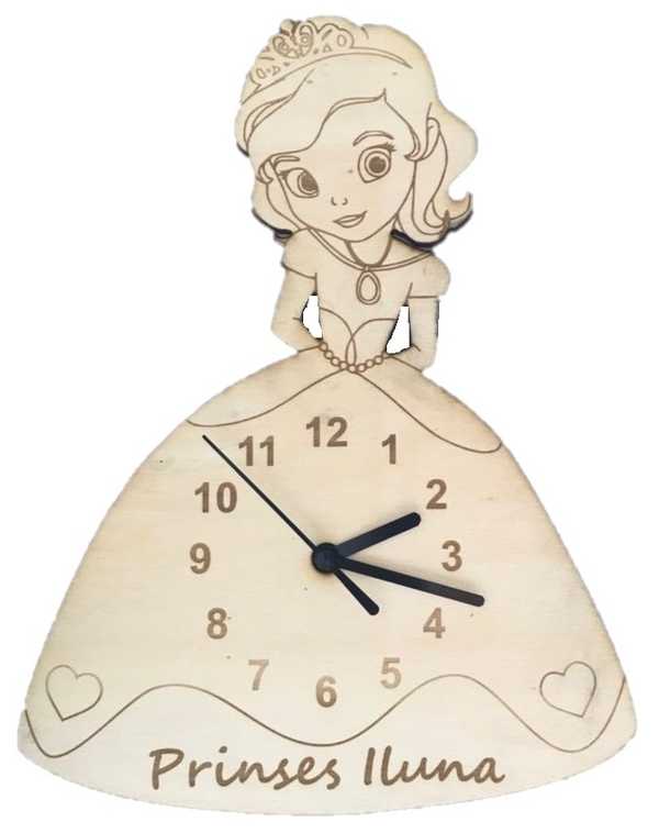 Laser Cut Plywood Princess Wall Clock Children’s Room Doll Clock Vector File
