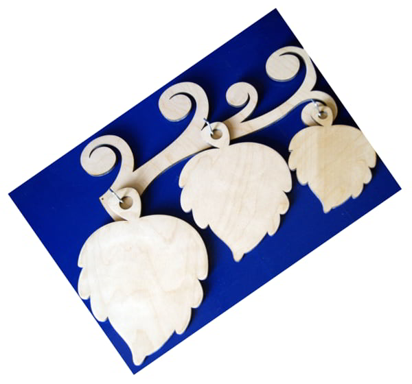 Laser Cut Plywood Set of Cutting Boards Leaf with Hanging Stand CDR File