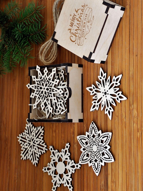 Laser Cut Plywood Snowflake Template Christmas Element CDR File