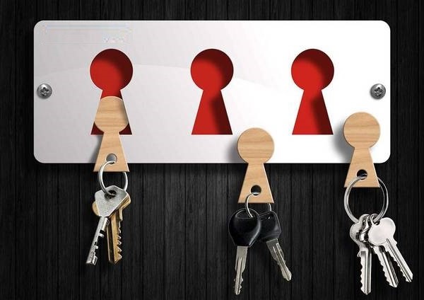 Laser Cut Plywood Wall Key Holder with Keyring CDR File