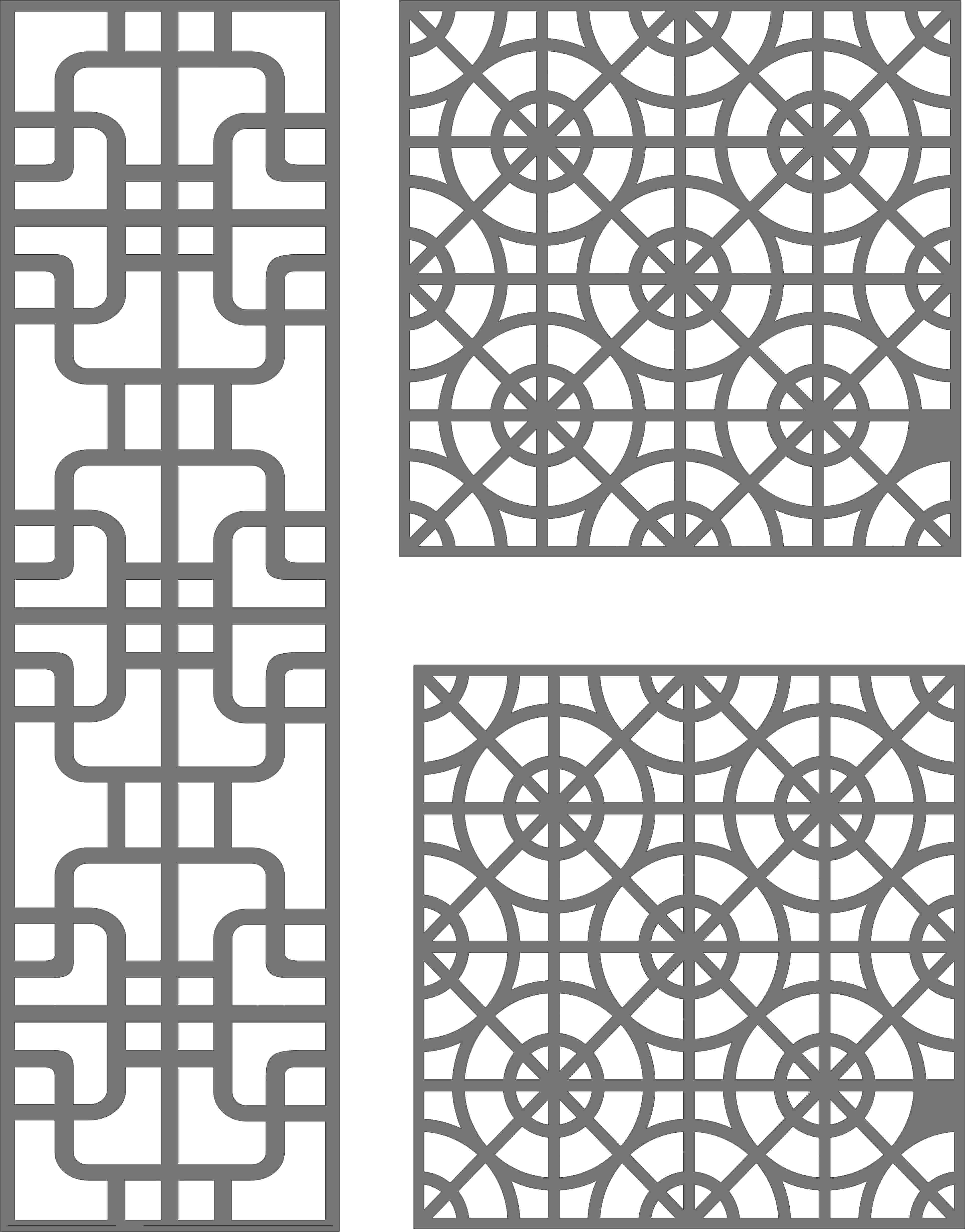 Laser Cut Privacy Grill Indoor Panels Screen Room Separator Seamless Design Patterns Vector File
