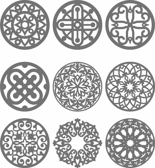 Laser Cut Privacy Partition Round Grill Patterns DXF File