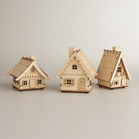 Laser Cut Projects 3 Houses CDR File