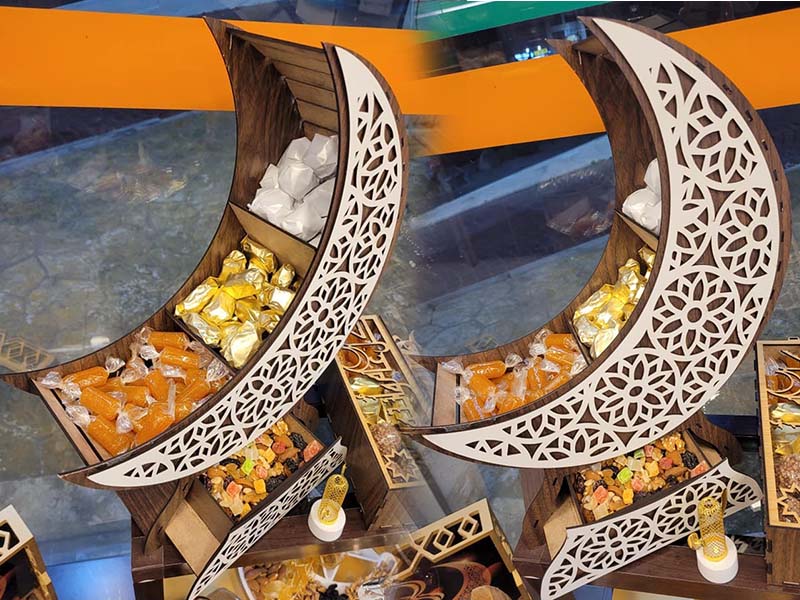 Laser Cut Ramadan Crescent Moon Serving Tray Eid Mubarak Gift | Vectors ...