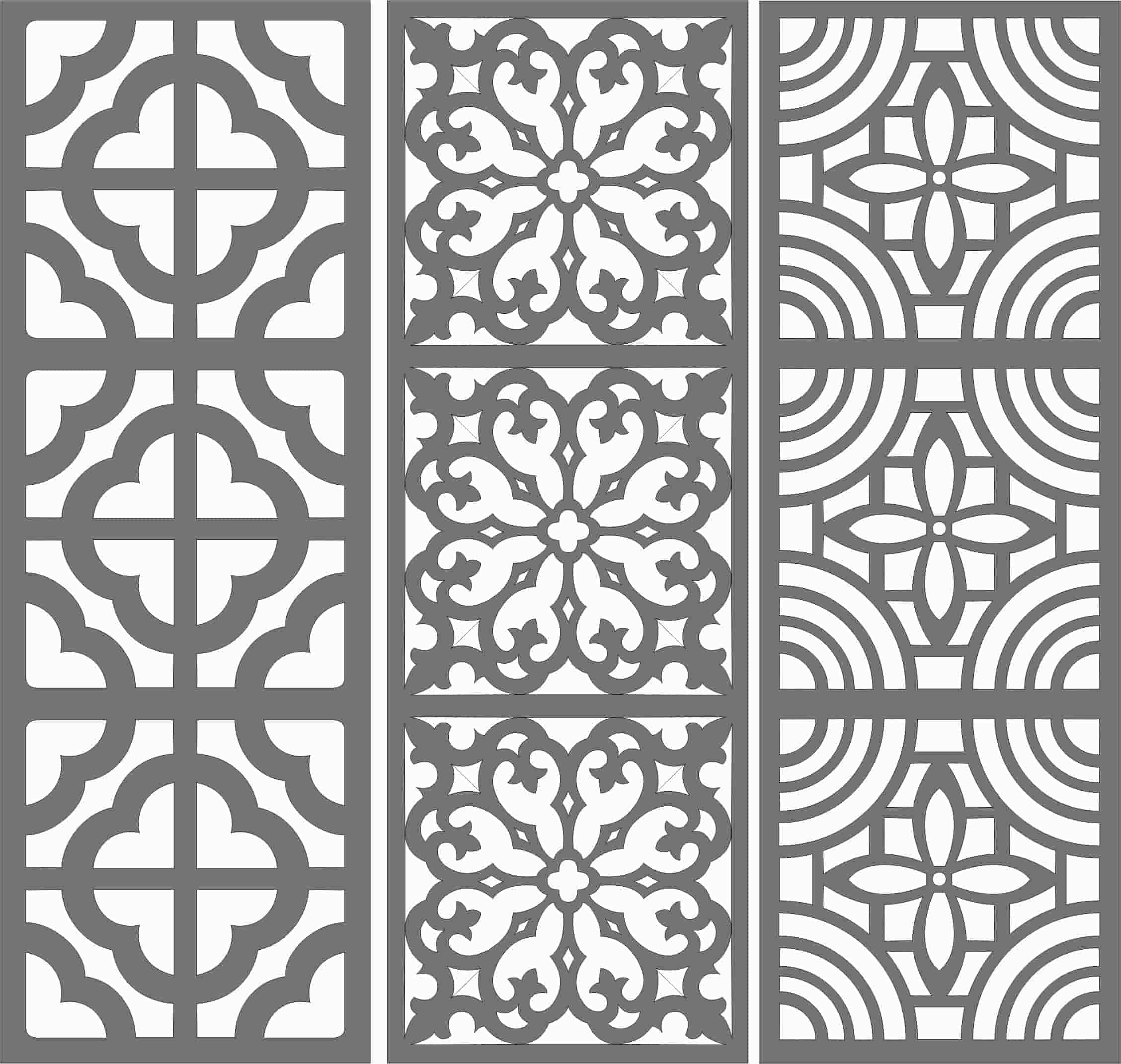 Laser Cut Room Grill Floral Seamless Panels DXF File