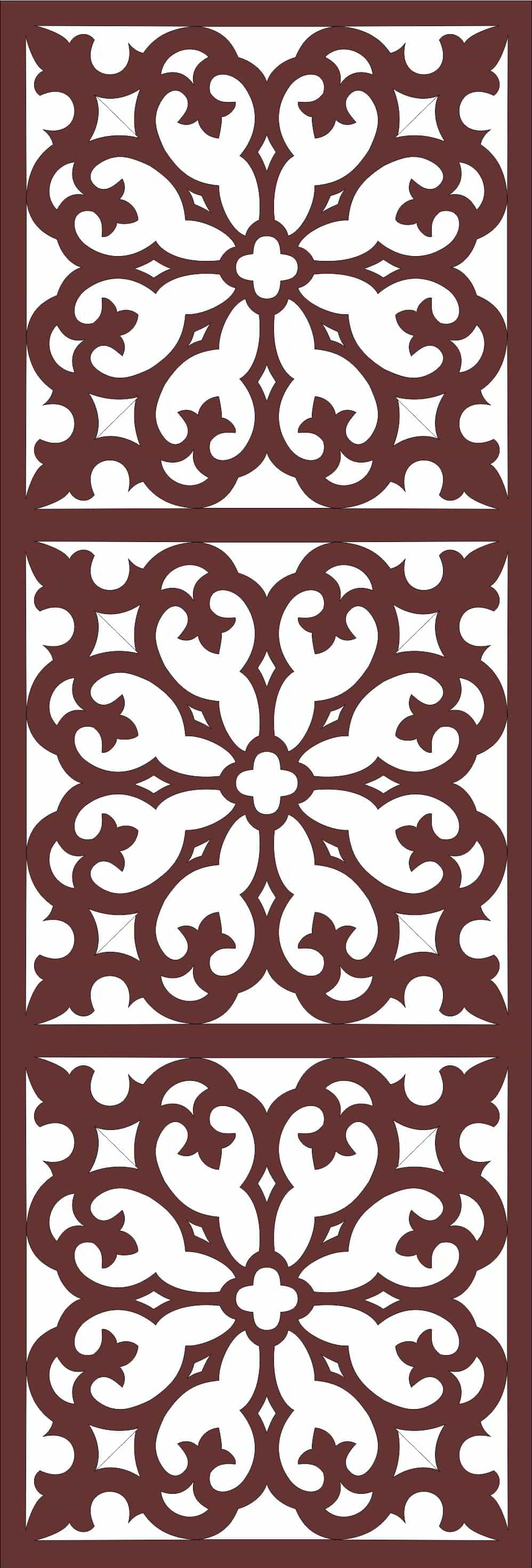 Laser Cut Room Screen Seamless Floral Grill Design DXF File