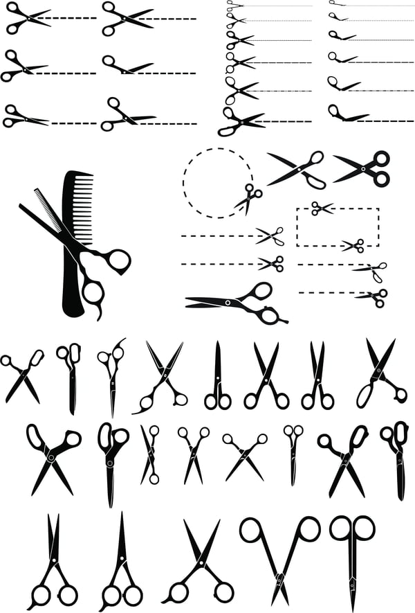 Laser Cut Scissors Set Barber Shop Equipment Silhouette CDR File