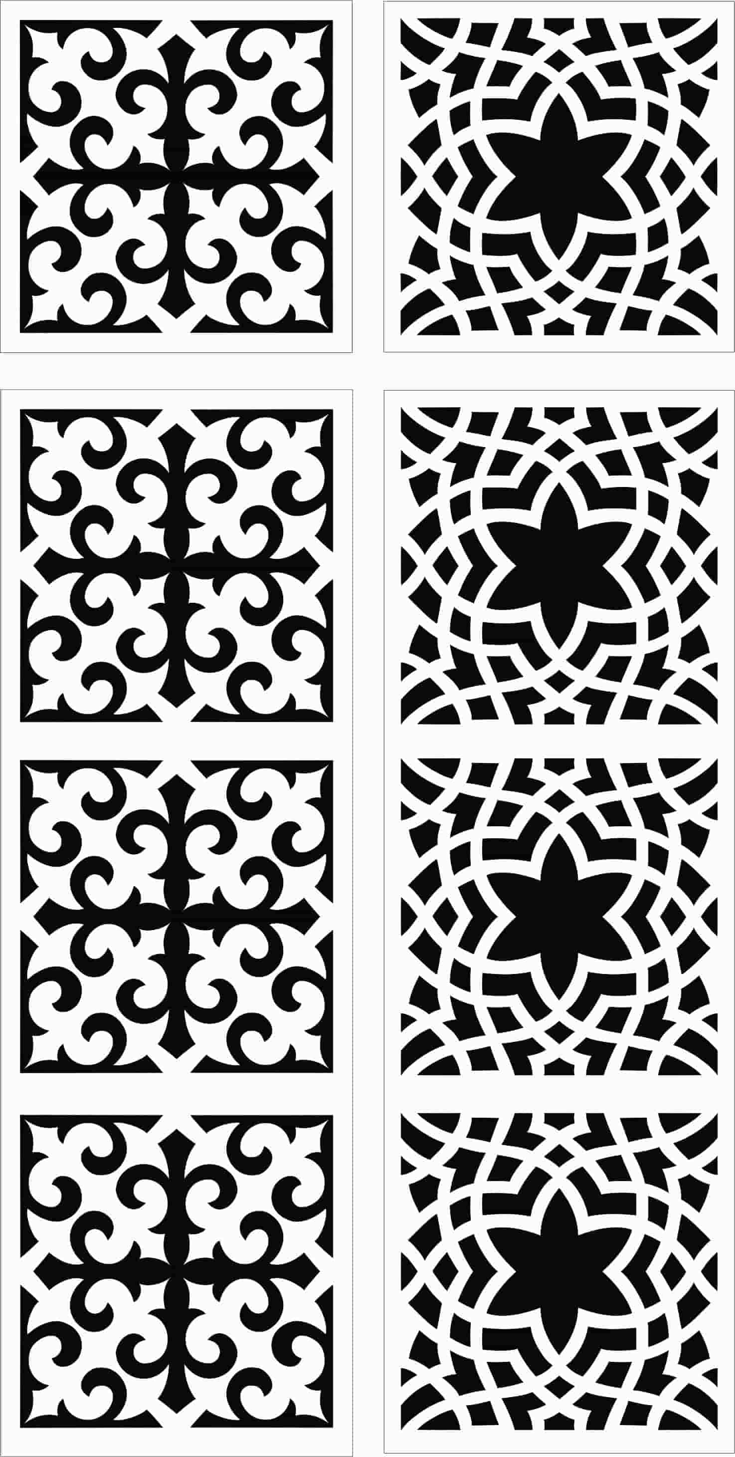 Laser Cut Seamless Separator Floral Grill Designs DXF File