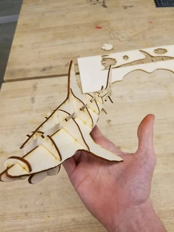 Laser Cut Shark 3D Puzzle Wooden Toy Model Template DXF File