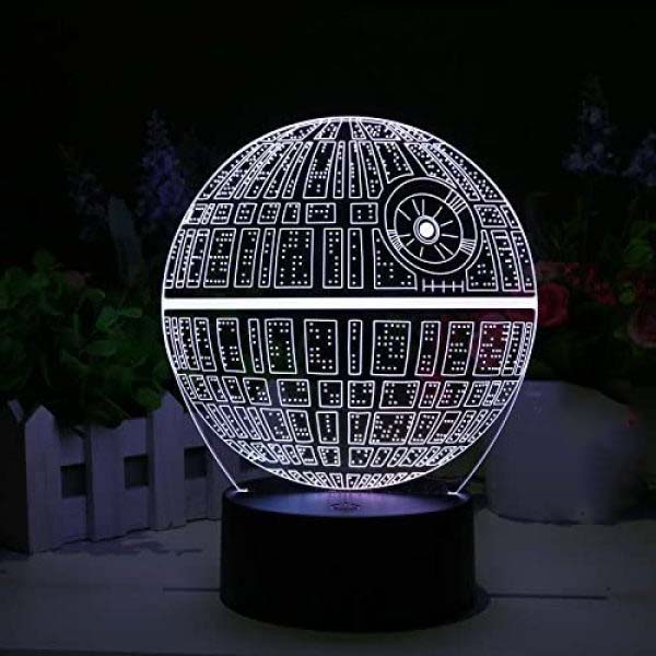 Laser Cut Star Wars Death Star 3D Illusion Acrylic LED Lamp Design Free CDR Vector File