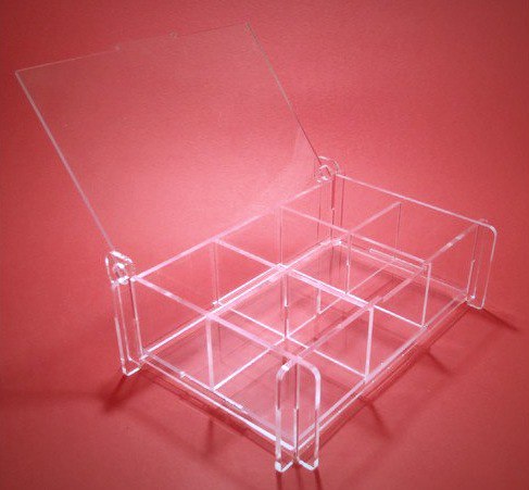 Laser Cut Storage Box with Removable Partitions Made of Clear Acrylic CDR File