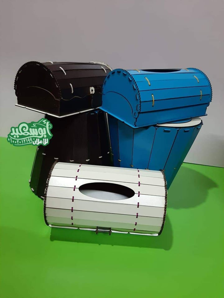 Laser Cut Tissue Box And Waste Paper Basket Dustbin Set Free DXF Vectors File