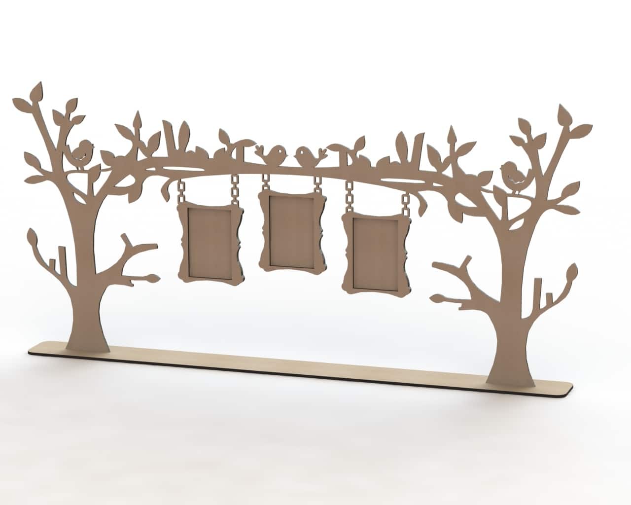 Laser Cut Tree Hanging Family Photo Frame, Wooden Tree Picture Frame Vector File