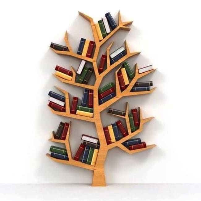 Laser Cut Tree Shape Wooden Book Shelf CDR and DXF File