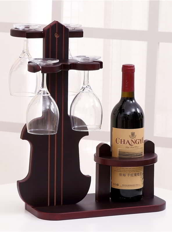 Laser Cut Violin Wine Bottle Glass Holder Free Vector