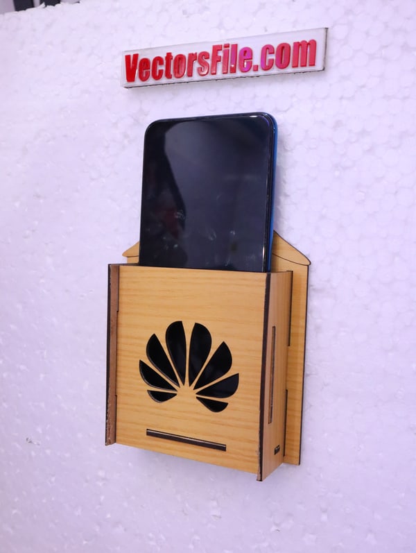 Laser Cut Wall Mounted Mobile Holder Huawei Phone Stand DXF and CDR File