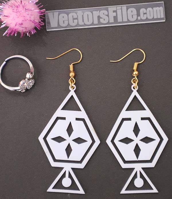Laser Cut White Acrylic Earring Template Women Jewelry Design CDR and DXF File