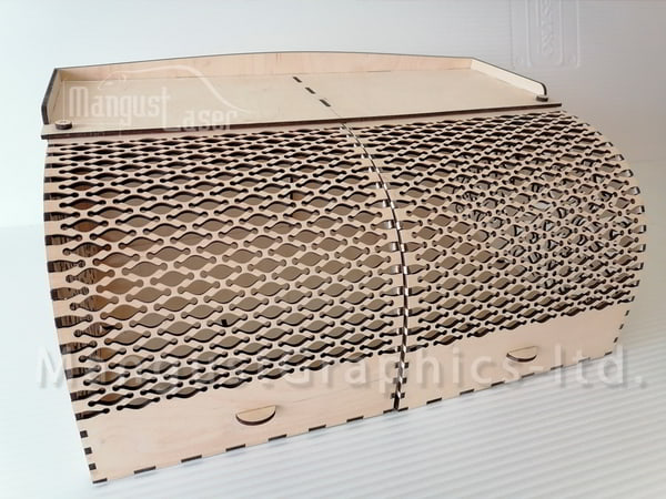 Laser Cut Wood Bread Box With Front Opening Doors CDR File