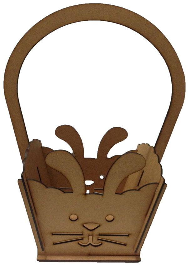 Laser Cut Wood Cute Bunny Basket Candy Basket Gift Basket CDR File