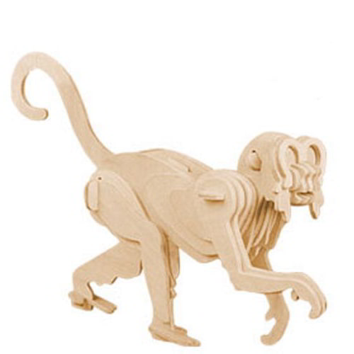 Laser Cut Wooden 3D Monkey Model, Wooden 3D Animal Puzzle CDR File