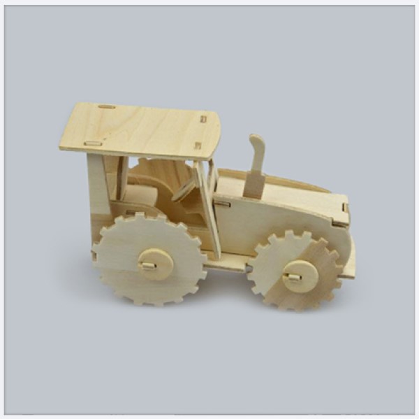 Laser Cut Wooden 3D Puzzle Assembly Instructions for Tractor Vector File
