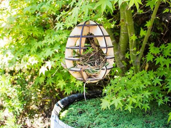 Laser Cut Wooden 3D Puzzle Bird Feeder House Bird Nest Vector File