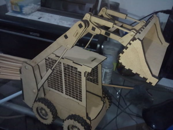 Laser Cut Wooden 3D Puzzle Bulldozer CDR and DXF File