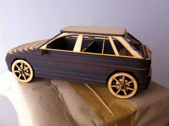 Laser Cut Wooden 3D Puzzle Car Model Vector File