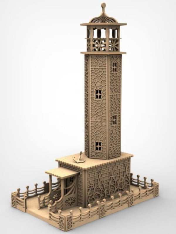 Laser Cut Wooden 3D Puzzle Lighthouse Layout CDR File