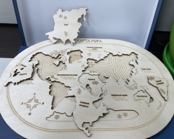 Laser Cut Wooden 3D Puzzle Map Layout CDR File