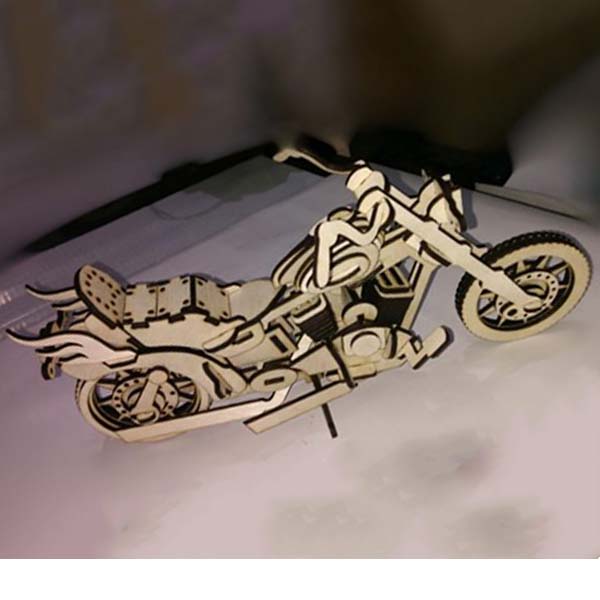 Laser Cut Wooden 3D Puzzle Motorcycle Toy for Kids CDR and DXF File