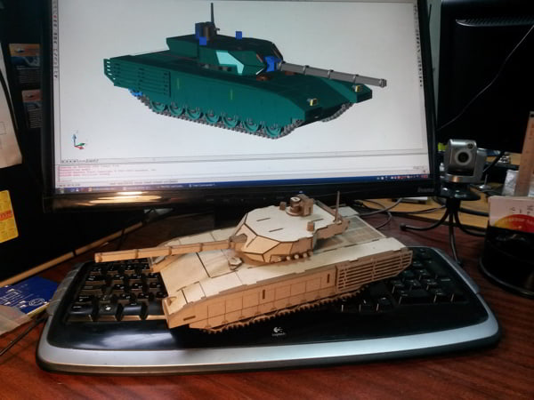 Laser Cut Wooden 3D Puzzle Tank Model CDR File